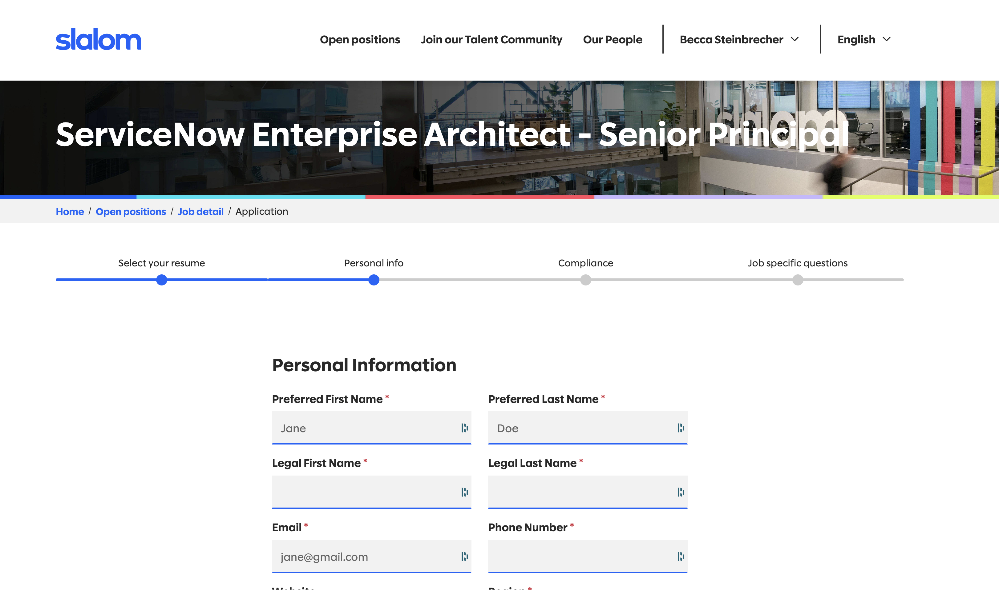 Slalom_build Applicant Portal